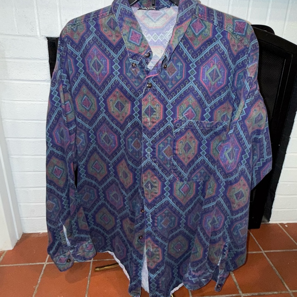 Men's Geometric Pattern Button Down Shirt - image 1